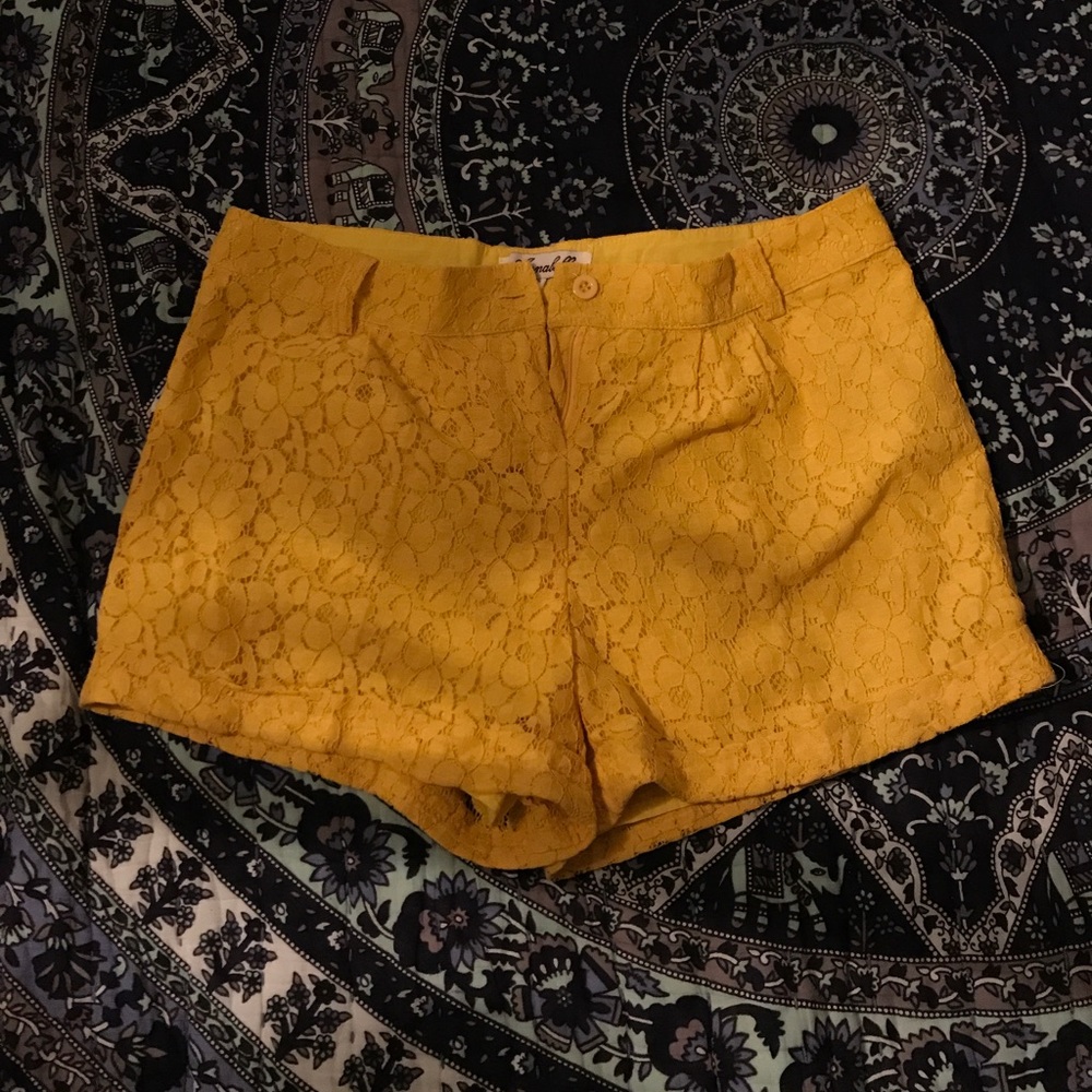 Mustard yellow flowered shorts